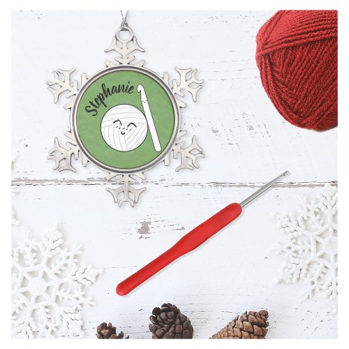 Cartoon Yarn Ball  Crochet Hook  Name Ornament