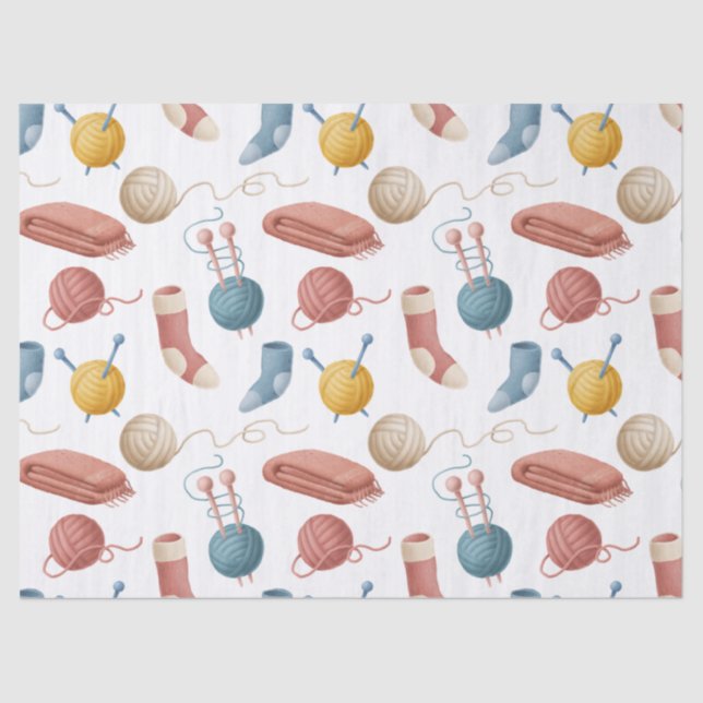 Cartoon Yarn, Blankets, and Socks Decoupage Tissue Paper (Front)