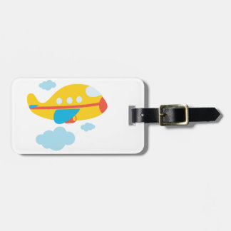 Cartoon Yellow Airplane Luggage Tag