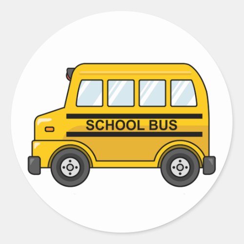 Cartoon Yellow and Black School Bus Classic Round Sticker