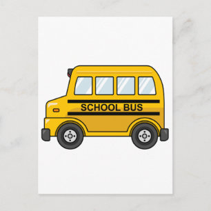 Cartoon Yellow and Black School Bus Postcard