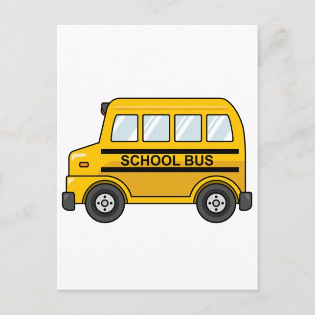 Cartoon Yellow and Black School Bus Postcard (Front)