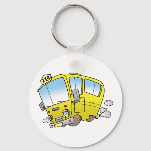 Cartoon Yellow Bus Keychain