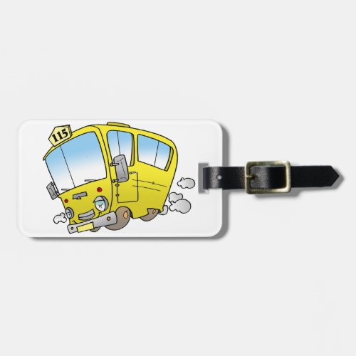 Cartoon Yellow Bus Luggage Tags