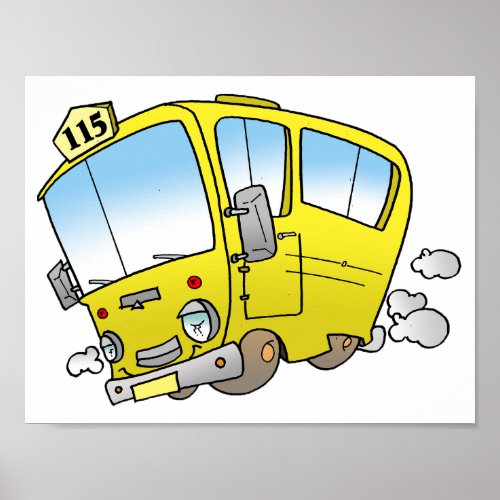 Cartoon Yellow Bus Poster