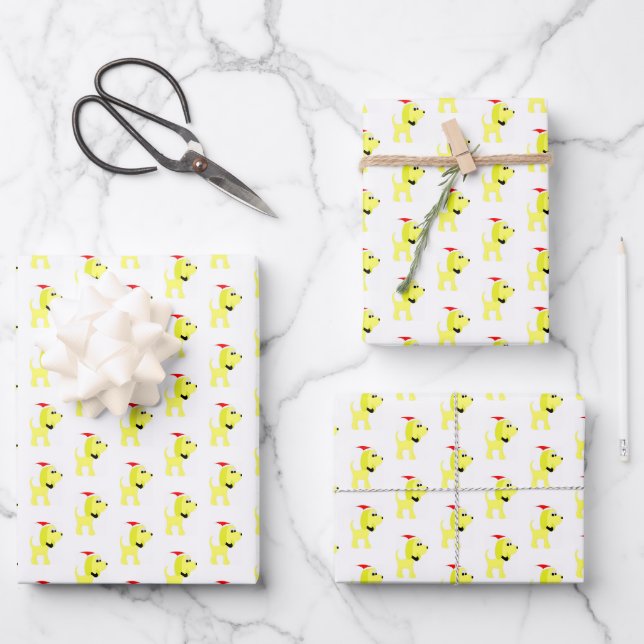 Cartoon yellow dog Diva Dog Christmas Wrapping Paper Sheets (Front)