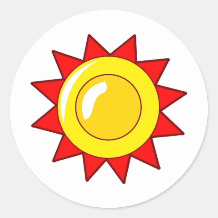 CARTOON YELLOW ORANGE RED SUN SUNSHINE SYMBOL LOGO STICKER