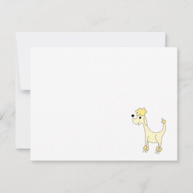 Cartoon yellow poodle Posh Paws white Note Card (Front)