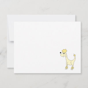 Cartoon yellow poodle Posh Paws white Note Card