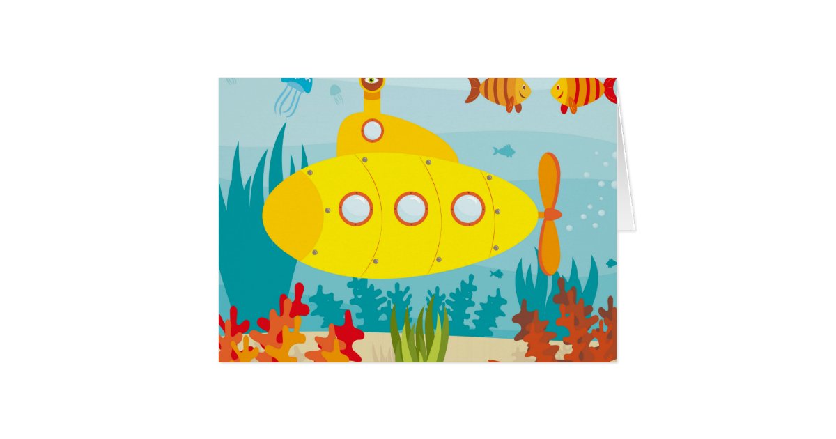 Cartoon Yellow Submarine Card | Zazzle.com