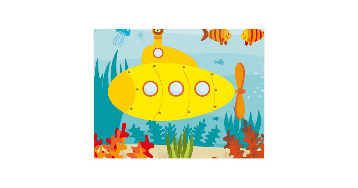 Cartoon Yellow Submarine Postcard | Zazzle.com