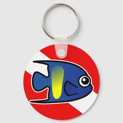 Cartoon Yellowbar Angelfish Dive Flag Keychain