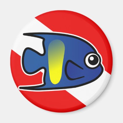 Cartoon Yellowbar Angelfish Dive Flag Magnet