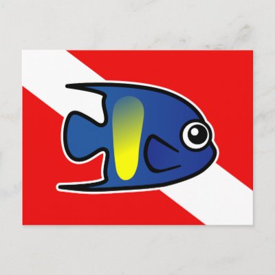 Cartoon Yellowbar Angelfish Dive Flag Postcard