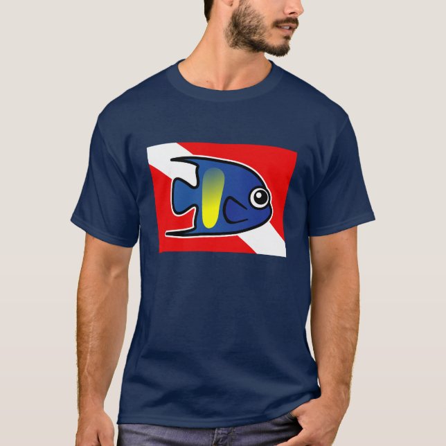 Cartoon Yellowbar Angelfish Dive Flag T-Shirt (Front)