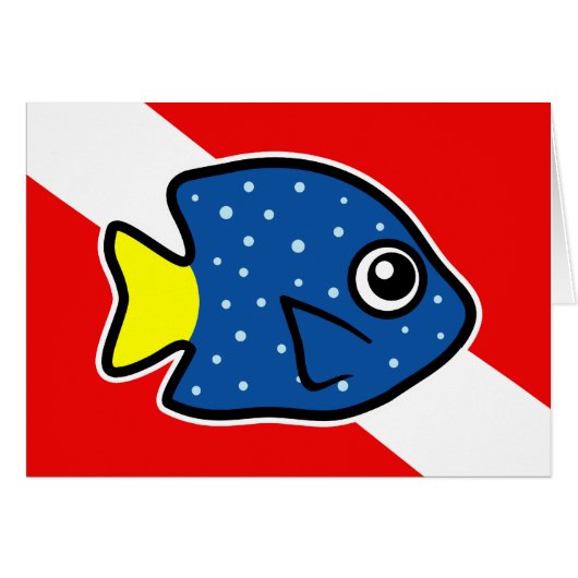 Cartoon Yellowtail Damselfish Dive Flag Cards (Front Horizontal)