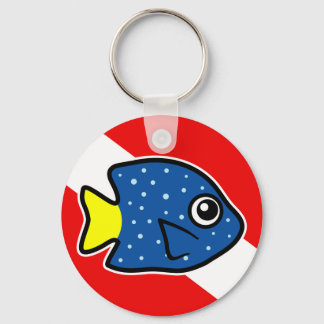 Cartoon Yellowtail Damselfish Dive Flag Keychain