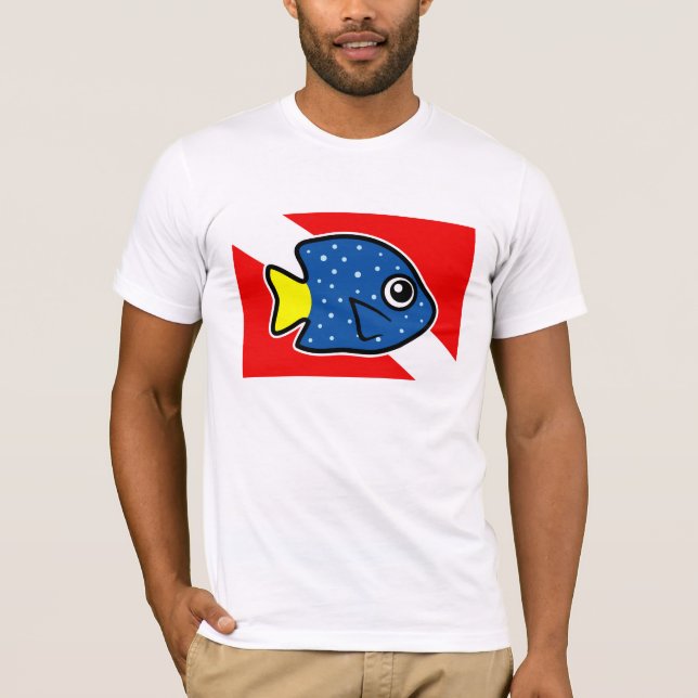 Cartoon Yellowtail Damselfish Dive Flag T-Shirt (Front)