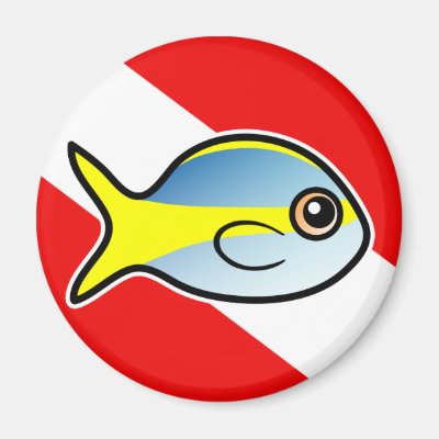 Cartoon Yellowtail Snapper Dive Flag Magnet