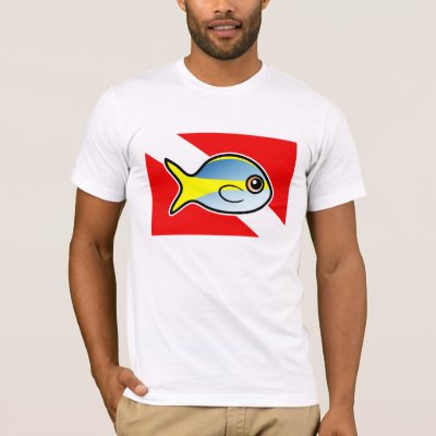 Cartoon Yellowtail Snapper Dive Flag T-Shirt