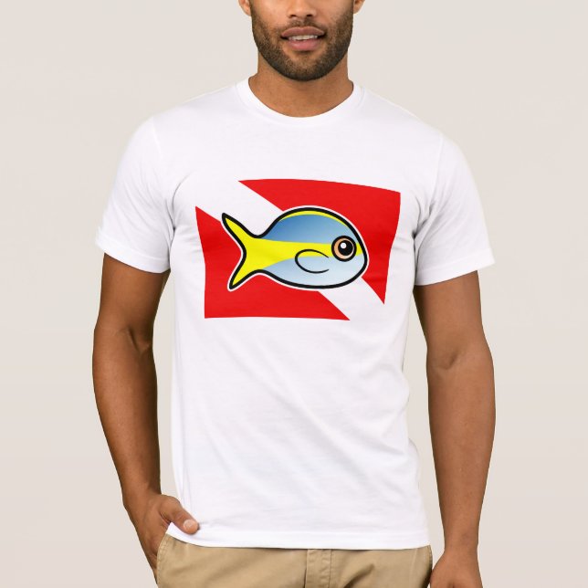 Cartoon Yellowtail Snapper Dive Flag T-Shirt (Front)