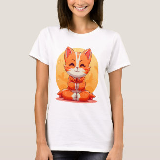 Cartoon Yoga Cat T-Shirt