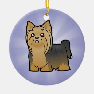 Cartoon Yorkshire Terrier (add your message) Ceramic Ornament