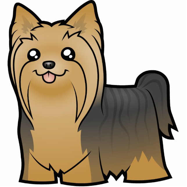 Cartoon Yorkshire Terrier (long hair no bow) Statuette (Front)