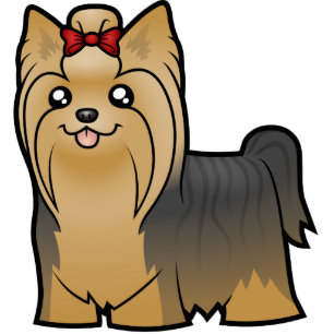 Cartoon Yorkshire Terrier (long hair with bow) Cutout