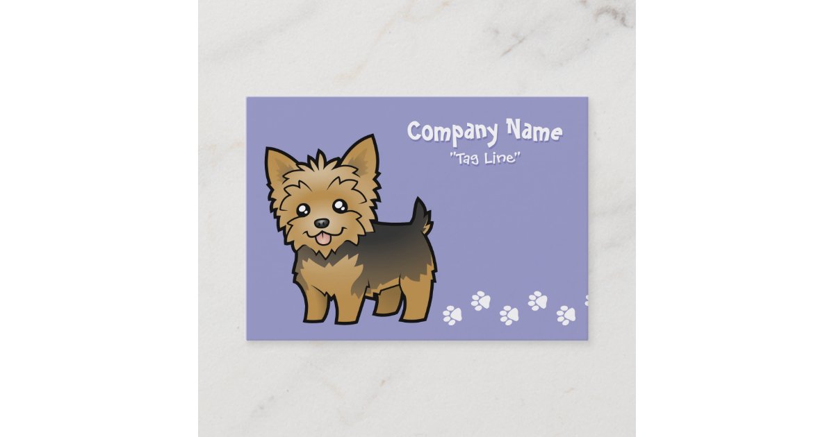 Cartoon Yorkshire Terrier Short Hair No Bow Business Card