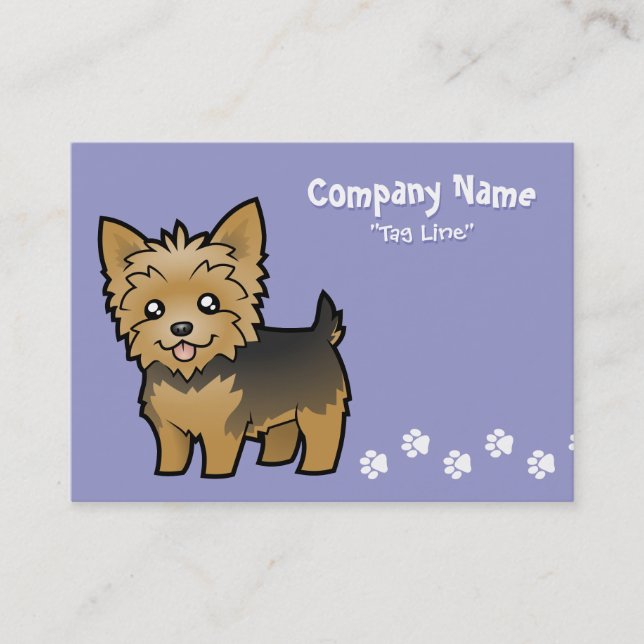 Cartoon Yorkshire Terrier (short hair no bow) Business Card (Front)
