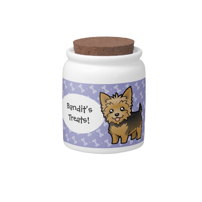 Cartoon Yorkshire Terrier (short hair no bow) Candy Jar (Front)