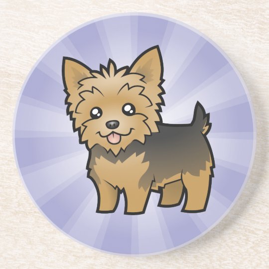 Cartoon Yorkshire Terrier Short Hair No Bow Drink Coaster