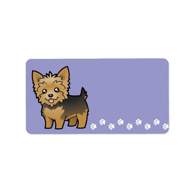 Cartoon Yorkshire Terrier (short hair no bow) Label (Front)