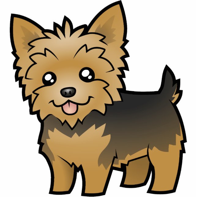 Cartoon Yorkshire Terrier (short hair no bow) Statuette (Front)