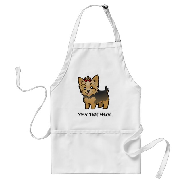 Cartoon Yorkshire Terrier (short hair with bow) Adult Apron (Front)