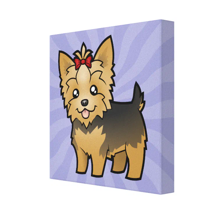 Cartoon Yorkshire Terrier (short hair with bow) Canvas Print | Zazzle