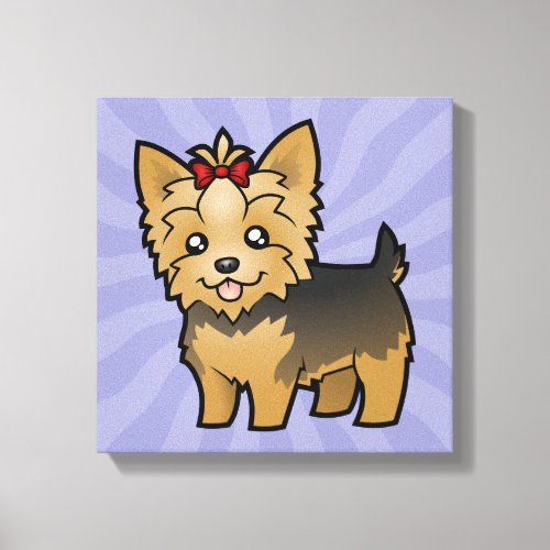 Cartoon Yorkshire Terrier short hair with bow Canvas Print