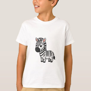 Cartoon Zebra Barcode Striped Cute Kids T-Shirt