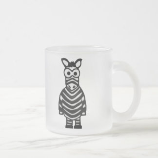 Cartoon Zebra Frosted Glass Coffee Mug