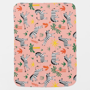 Cartoon Zebras Funny Seamless Pattern Baby Blanket