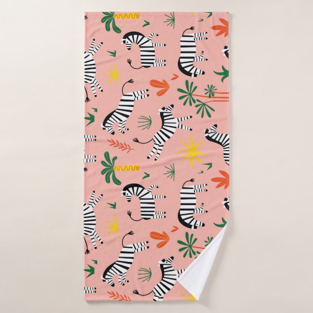 Cartoon Zebras Funny Seamless Pattern Bath Towel (Bath Towel)
