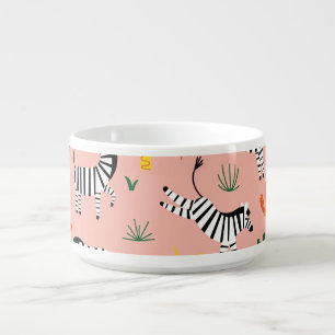Cartoon Zebras Funny Seamless Pattern Bowl