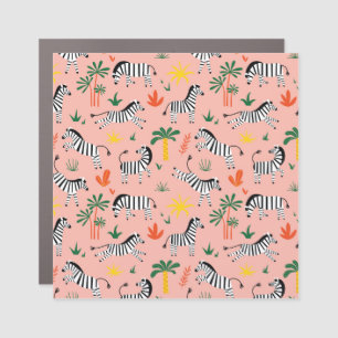 Cartoon Zebras Funny Seamless Pattern Car Magnet