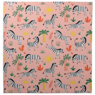 Cartoon Zebras Funny Seamless Pattern Cloth Napkin