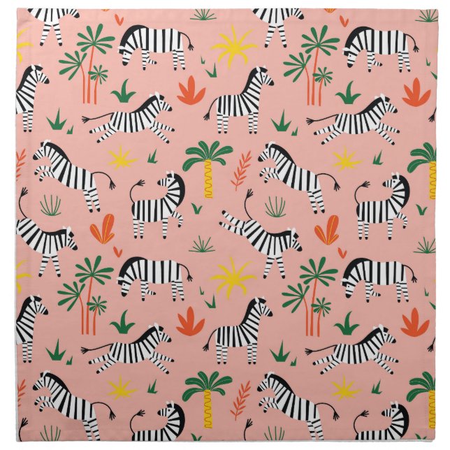 Cartoon Zebras Funny Seamless Pattern Cloth Napkin (Front)