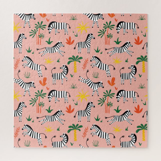 Cartoon Zebras Funny Seamless Pattern Jigsaw Puzzle (Vertical)