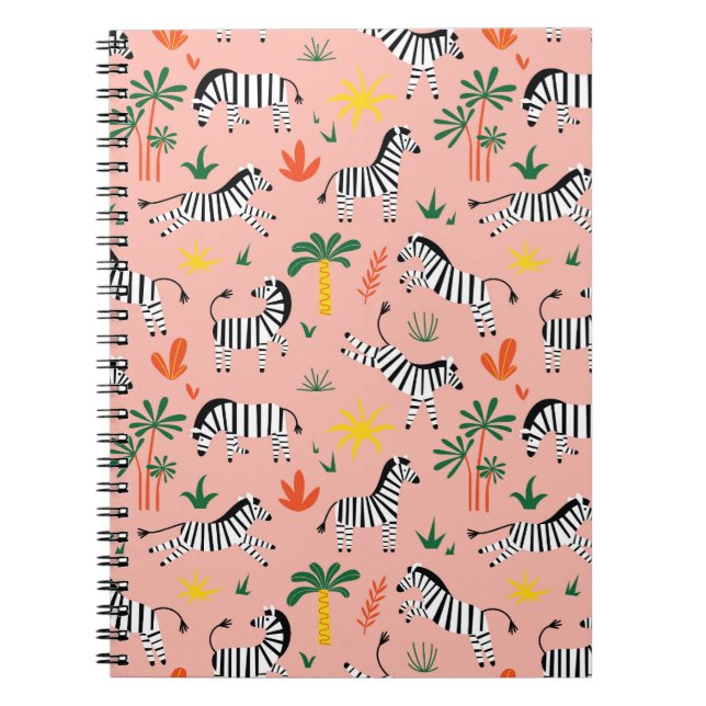 Cartoon Zebras Funny Seamless Pattern Notebook (Front)