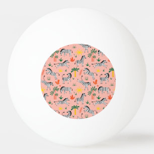 Cartoon Zebras Funny Seamless Pattern Ping Pong Ball