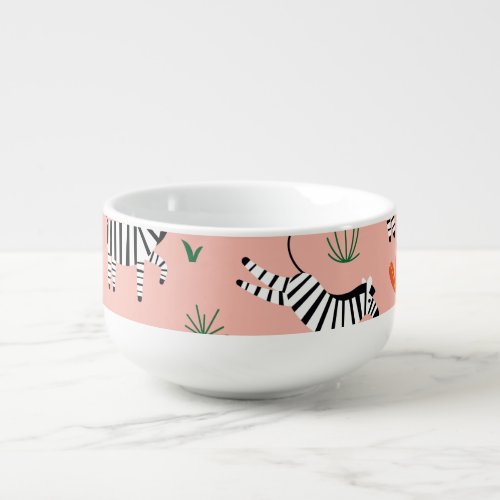 Cartoon Zebras Funny Seamless Pattern Soup Mug
